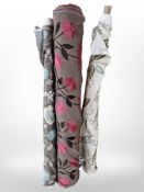Three part rolls of upholsterer's fabric, approximate width 150cm, lengths unknown.