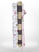 Three part rolls of upholsterer's fabric, approximate width 150cm, lengths unknown.