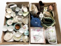 Assorted 20th century ceramics including Poole Dartmouth pottery fish jugs, various tea china, etc.