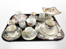 A group of various tea cups and saucers, including Royal Cauldon Hammersley Crown Ducal,
