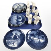 Eight Bing and Grøndahl porcelain figures of babies and nine various Royal Copenhagen blue and