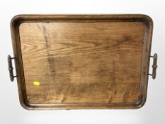 A Victorian oak twin-handled serving tray, width 57cm.