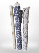 Three part rolls of upholsterer's fabric, approximate width 150cm, lengths unknown.