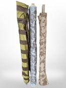 Three part rolls of upholsterer's fabric, approximate width 150cm, lengths unknown.
