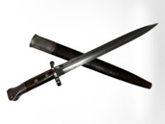 A British 1888 Mk I Lee Metford bayonet with blade stamped 'Sanderson Sheffield', with scabbard,