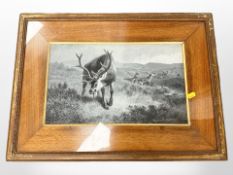 Archibald Thorburn (1860 - 1935) : Deer running in the Scottish Highlands,