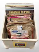 A box containing a quantity of vinyl records, to include: Easy listening, country music,