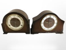 A Bentima Art Deco mantle clock plus another similar.