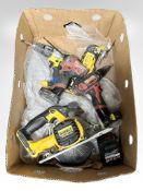 A group of power tools, to include: DeWalt circular saw, 2 Milwaukee portable drills,