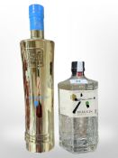 One bottle of Roku gin 700ml, together with a bottle of Au blue raspberry flavoured vodka 70cl.