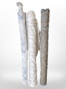 Three part rolls of upholsterer's fabric, approximate width 150cm, lengths unknown.