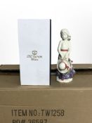 18 matching Old Tupton Ware pottery figures of girls in floral dresses, height 20.5cm, all boxed.