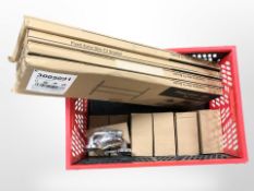 A group of boxed slim TV brackets and chrome bathroom fittings (1 box)