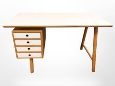 A modern Scandinavian MDF single pedestal desk,