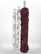 Three part rolls of upholsterer's fabric, approximate width 150cm, lengths unknown.