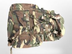 A camouflage pattern rucksack.