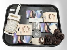 A group of retail stock items, to include: hair brush, makeup, including Sleek eye shadow palette,