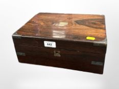A Victorian rosewood writing slope, width 30cm.