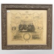 A 19th-century print depicting Danish Royalty, 60cm x 53cm, in an ornate 19th-century frame.