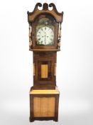 A Victorian mahogany and oak 30 hour longcase clock, with pendulum and weight, painted 12