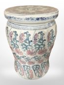 A reproduction oriental porcelain garden stool, height 40cm.