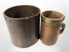 An early 20th-century bentwood half-gallon dry measure,