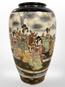 A 20th-century Japanese Satsuma earthenware vase, height 38cm.