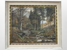 Aage Petersen : River in a forest, oil on canvas, 57cm x 47cm.