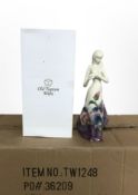 Eight Old Tupton Ware pottery figures of ladies in floral dresses, height 26cm, all boxed.