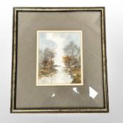 Anthony Waller : Stream leading through Marshes, watercolour, 13cm x 16cm,