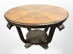 An early 20th century continental burr walnut circular occasional table,