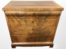 An 19th century continental mahogany chest of four drawers, 82cm x 45cm x 82cm.