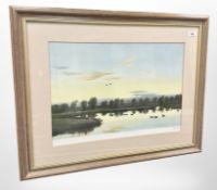 After Sir Peter Scott : A Duck Pond in the Evening, reproduction in colours, signed in pencil,