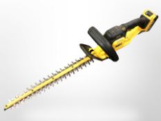 A DeWalt 18 volt electric hedge trimmer, with battery pack, no charger or lead.