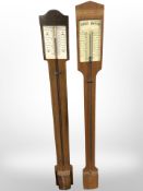 Two Danish teak stick barometers