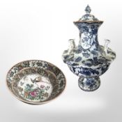 A 20th-century Cantonese fruit bowl, diameter 25cm,