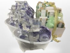 Six bathroom gift sets.