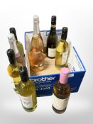 Nine bottles of alcohol, to include: Prosecco, French and Italian wine,