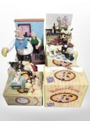 A group of Vivid Imaginations Wallace & Gromit ornaments.