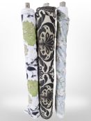 Three part rolls of upholsterer's fabric, approximate width 150cm, lengths unknown.