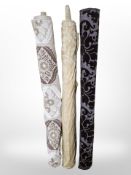 Three part rolls of upholsterer's fabric, approximate width 150cm, lengths unknown.