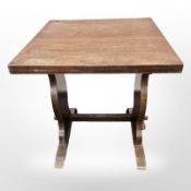A square oak refectory style table,
