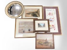 A group of pictures and prints to include two signed Walter Holmes prints 'Seahouses' &