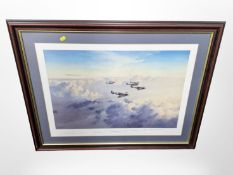 After Robert Taylor : Bader's Bus Company, colour print, signed in pencil by artist and pilots,