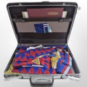 A briefcase containing Masonic ephemera relating to Durham Lodge, decorations, etc.
