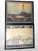 Two reproduction LNER advertising prints, each 76cm x 63cm overall.