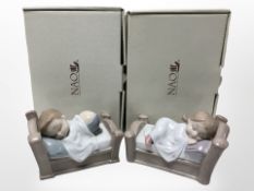 Two Nao figures of sleeping children, No. 1503 and 1504, both with original boxes.