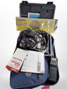 Two head sets, Icom air band tranceiver, path finder,