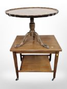 A teak fold over top trolley,