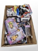A quantity of Mattel and other toys and figurines including Batman, Harry Potter, Hero 108, etc,